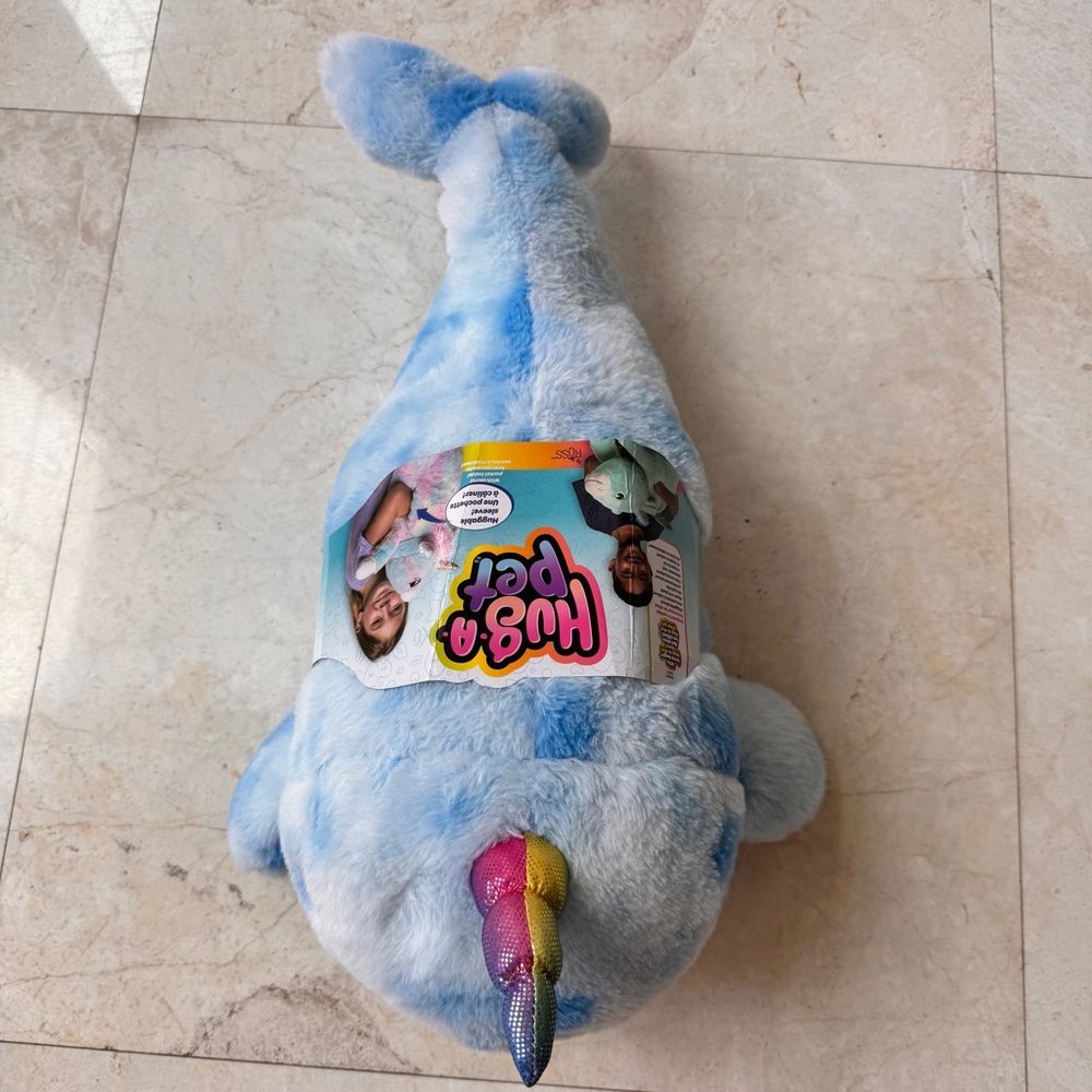 Hug-A-Pet Blue Narwhal Whale Plush Toy with Rainbow Horn - Picture 3 of 8